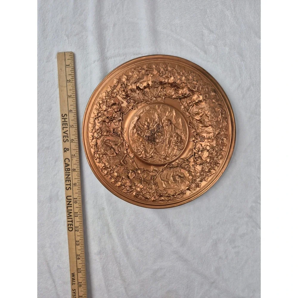 Repoussé Antiqued Copper Wall Plate 10